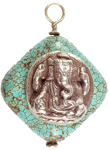 Chaturbhuja Ganesha on Turquoise