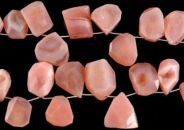 Chipped Chunky Pink Chalcedony Beads (Druzy)