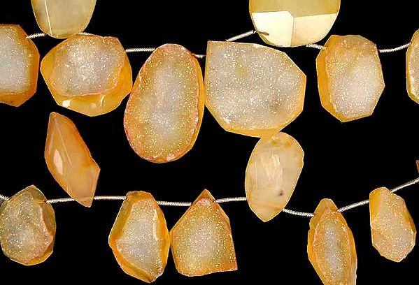 Chipped (Druzy) Yellow Chalcedony Shapes