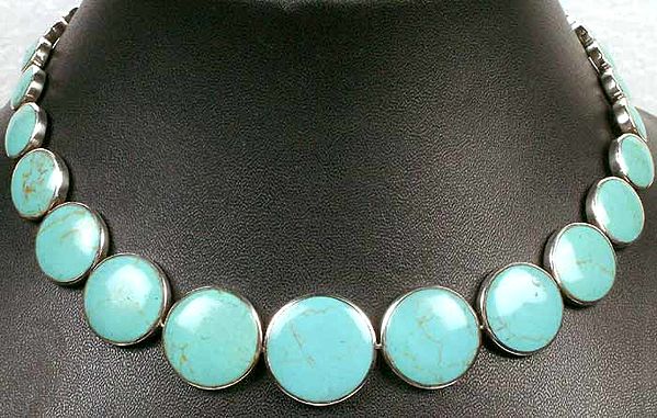 Choker Necklace of Turquoise Coins