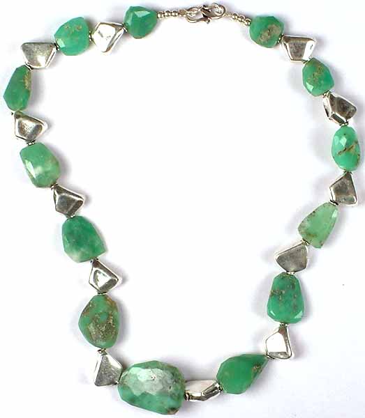 Chrysoprase Necklace With Sterling Beads