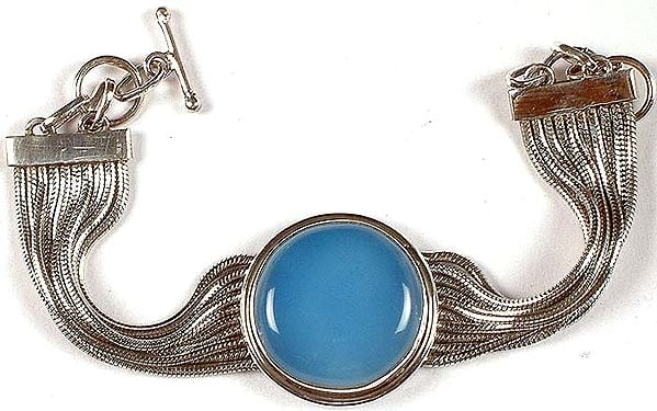 Circular Blue Chalcedony Bracelet