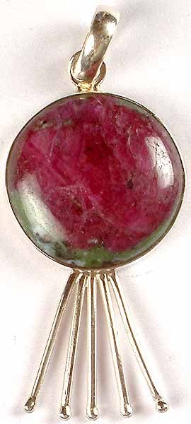 Circular Ruby Zoisite Pendant with Spikes