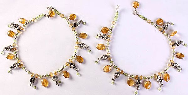 Citrine and Peridot Anklets (Price Per Pair)