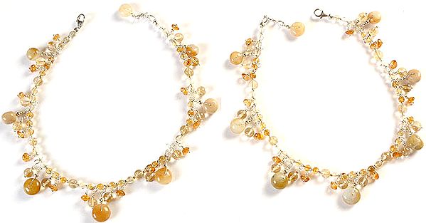 Citrine and Pink Opal Anklets (Price Per Pair)