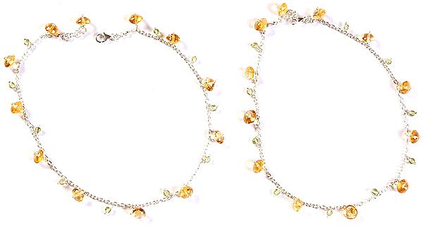 Citrine Anklets with Peridot (Price Per Pair)