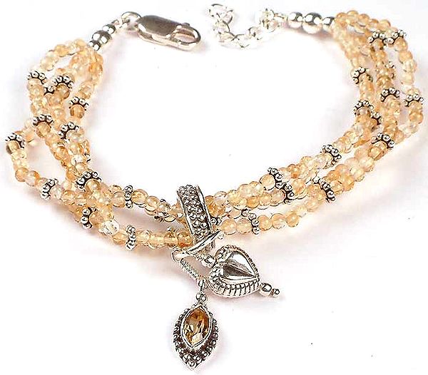 Citrine Bracelet with Dangling Charms