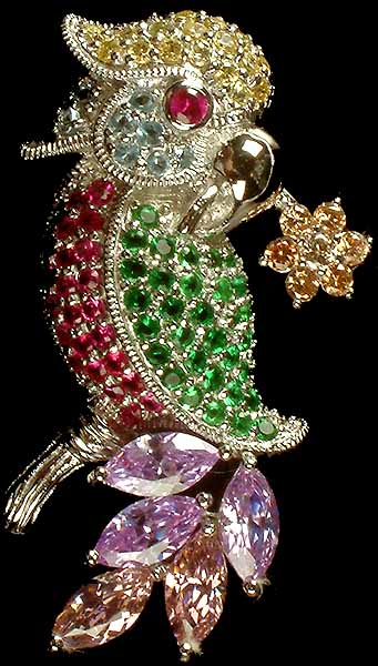 Colorful Faceted Cubic Zirconia Owl Pendant