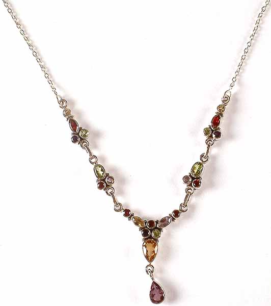 Colorful Faceted Gemstone Necklace