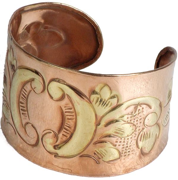 Copper and Golden Cuff Bracelet