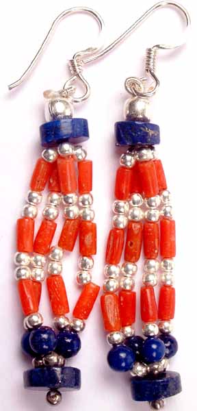 Coral and Lapis Lazuli Earrings