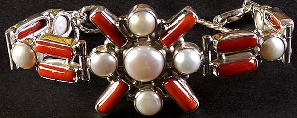 Coral and Pearl Fine Bracelet
