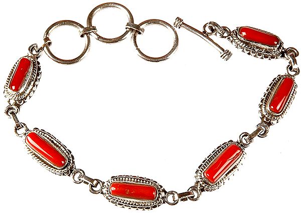 Coral Bracelet with Toggle