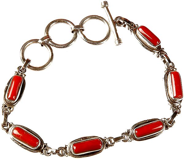 Coral Bracelet with Toggle Lock