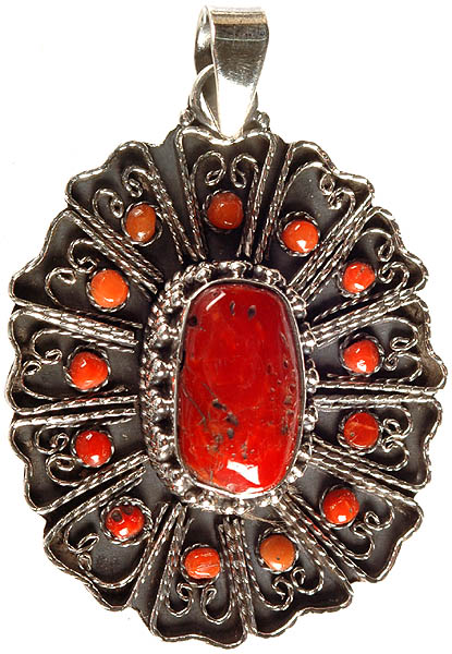 Coral Oval Pendant
