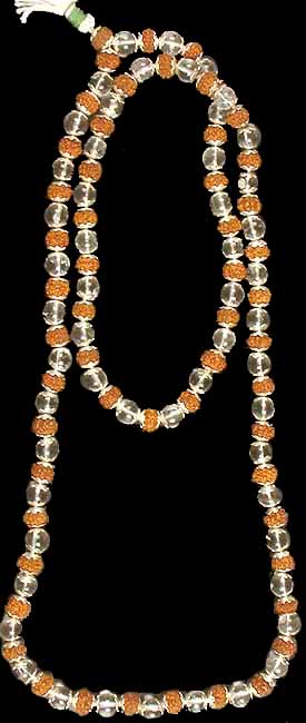 Crystal & Rudraksha Necklace with 108 Beads