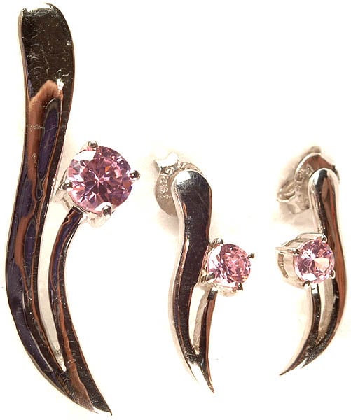 Cubic Zirconia Pendant and Earrings Set