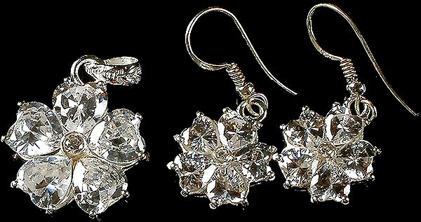 Cubic Zirconia Valentine Pendant with Matching Earrings Set