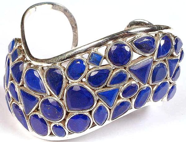 Curved Bracelet of Faceted Lapis Lazuli