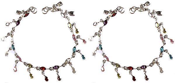 CZ Anklets with Garnet (Price Per Pair)