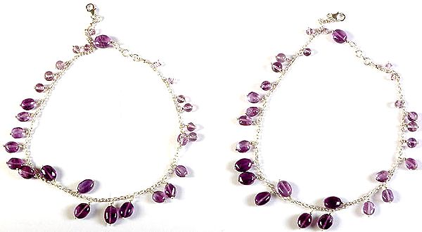 Dangling Amethyst Anklets (Price Per Pair)