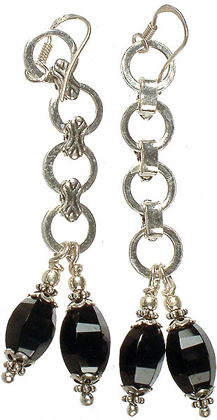 Dangling Faceted Black Onyx Earrings