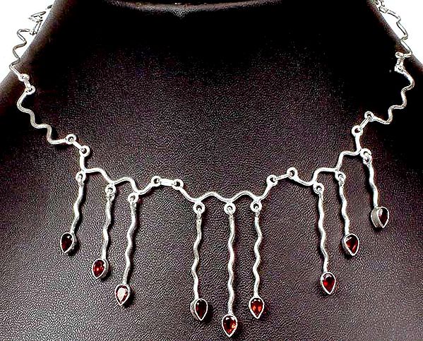 Dangling Faceted Garnet Necklace