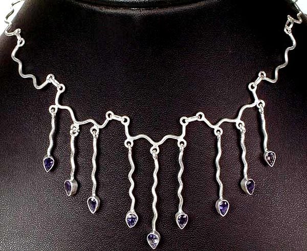Dangling Faceted Iolite Necklace