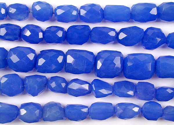 Dark Blue Chalcedony Faceted Tumbles