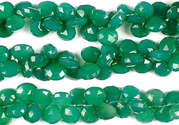 Dark Green Chalcedony Faceted Briolette