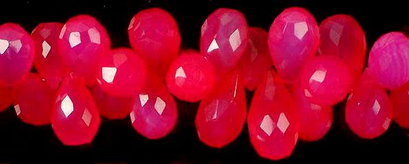 Dark Pink Chalcedony Faceted Drops