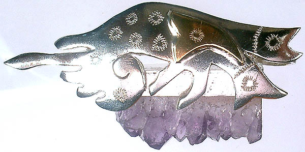Designer Fish Pendant with Chipped Amethyst