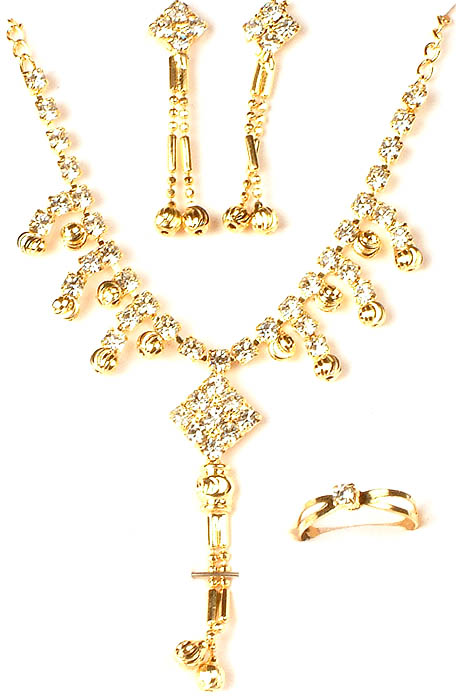 Designer Necklace with Earrings and Finger Ring Set