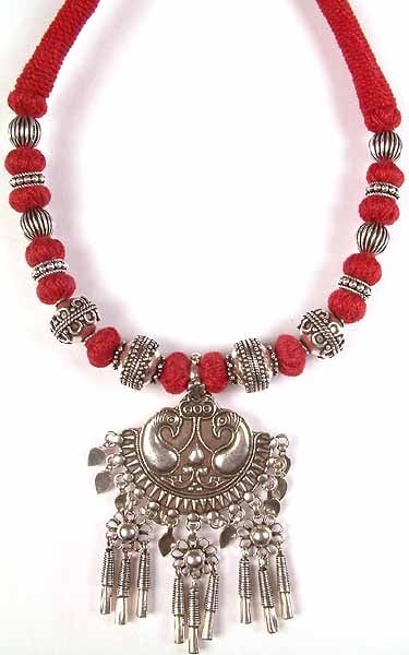 Designer Necklace with Red Cord