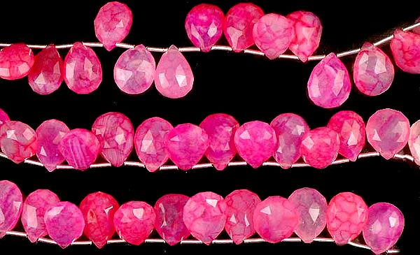 Designer Pink Chalcedony Faceted Briolette with Veins