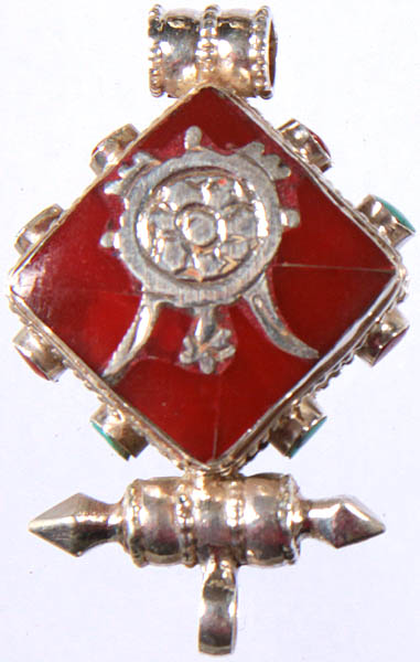 Dharmachakra (Ashtamangala) Gau Box Inlay Pendant
