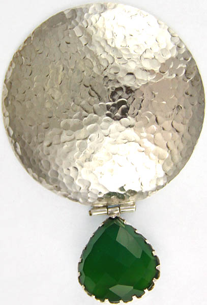 Dimple Pendant with Faceted Green Onyx Charm