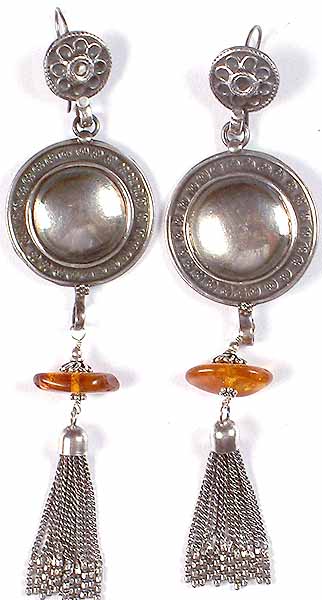 Disc Earrings With Amber and Sterling Showers