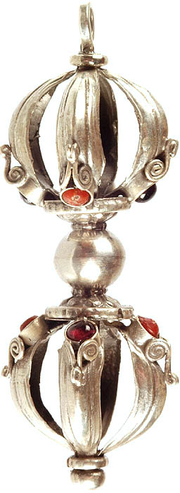 Dorje Pendant with Coral and Garnet