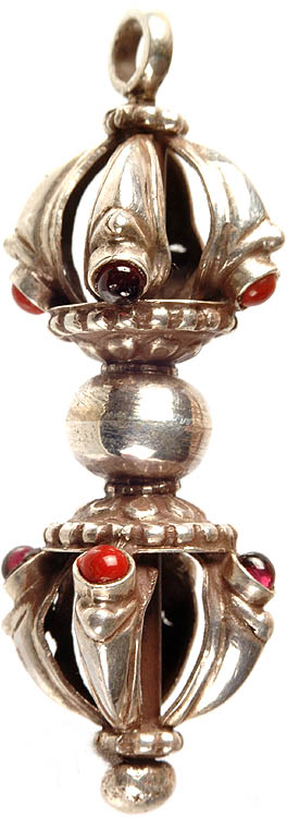 Dorje Pendant with Coral and Garnet