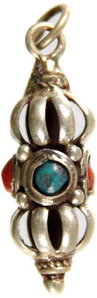 Dorje Small Pendant with Coral and Turquoise