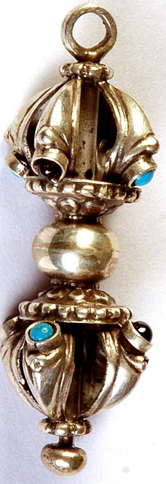 Dorje (Vajra) Pendant with Turquoise and Black Onyx