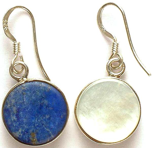 Double Sided Gemstone Earrings (Lapis Lazuli and Shell)