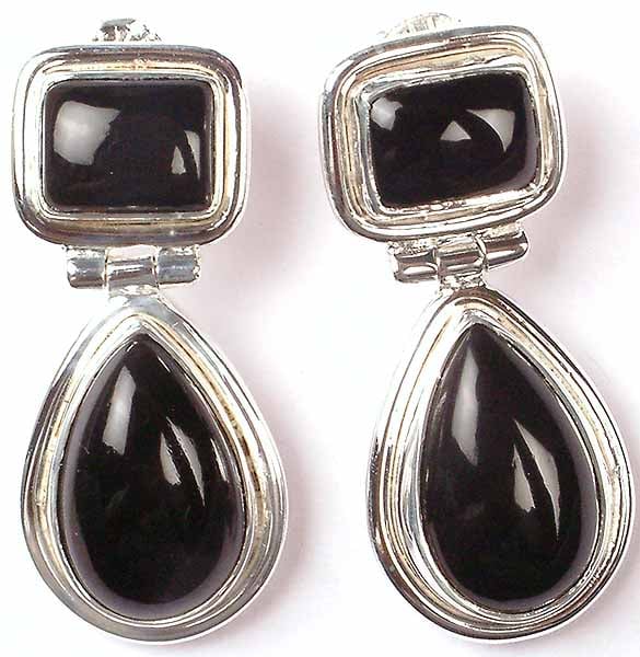 Double Stone Black Onyx Earrings
