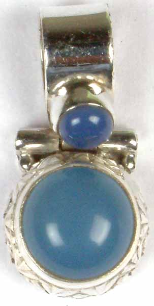 Double Stone Blue Chalcedony Pendant