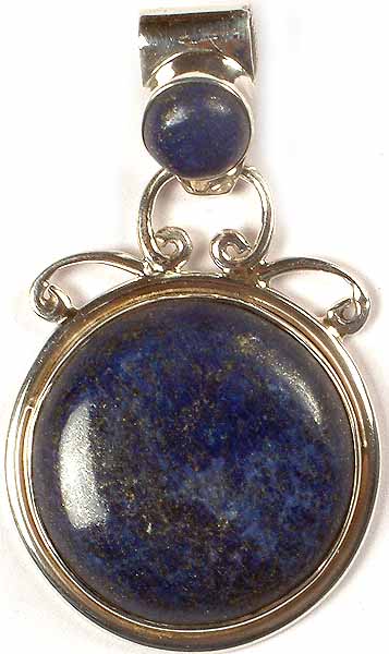 Double Stone Circular Lapis Lazuli Pendant