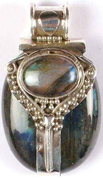 Double Stone Labradorite Pendant