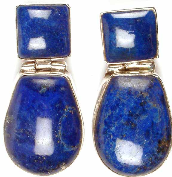 Double Stone Lapis Lazuli Post Earrings