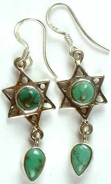 Double Triangles (Symbol of Vajrayoginis) Turquoise Earrings