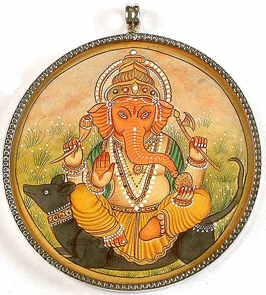 Double-Sided Pendant of Ganesha and Tantric Form of Varaha on Reverse
